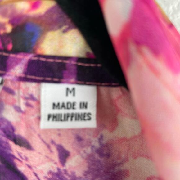 Susan Graver Pink Purple Floral Sheer Open Duster Vest Women's Medium - Picture 11 of 14